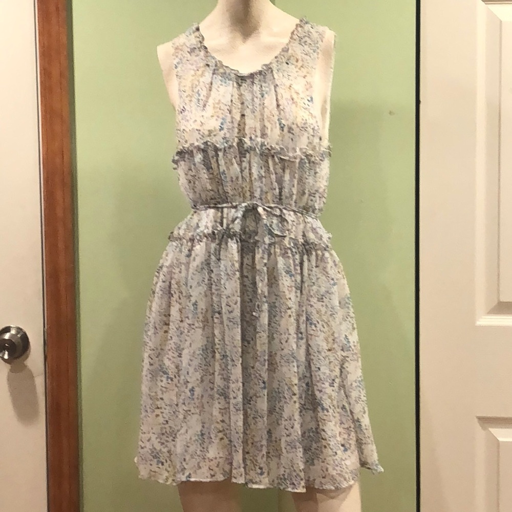 White small print party dress